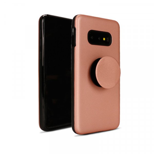 Wholesale Galaxy S10e Pop Up Grip Stand Hybrid Case (Rose Gold)